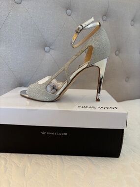 Silver sandal heels